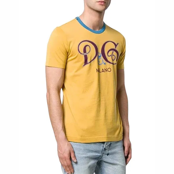 Áo Phông Nam Dolce & Gabbana Yellow Logo Crew Neck Short Sleeves G8IA8T Tshirt Màu Vàng Size 44