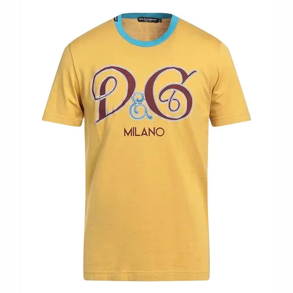 Áo Phông Nam Dolce & Gabbana Yellow Logo Crew Neck Short Sleeves G8IA8T Tshirt Màu Vàng Size 44
