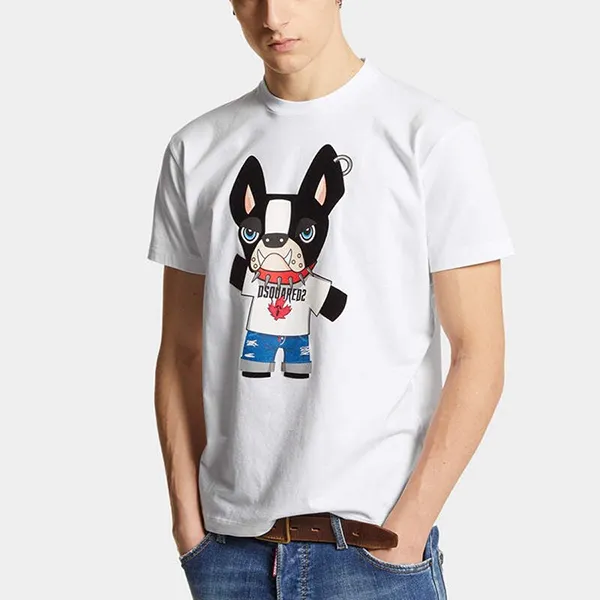 Áo Phông Nam Dsquared Cool Fit T-Shirt S74GD1325D20020100 Màu Trắng Size S