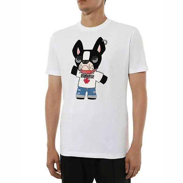 Áo Phông Nam Dsquared2 Graphic-print Cotton S74GD1325 Tshirt Màu Trắng Size L