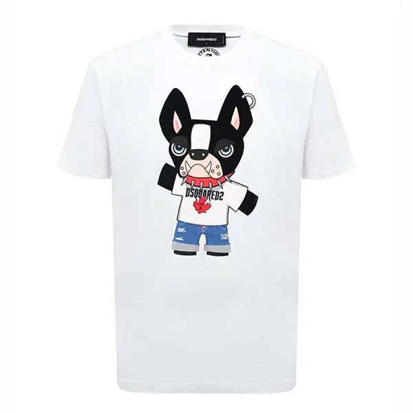 Áo Phông Nam Dsquared2 Graphic-print Cotton S74GD1325 Tshirt Màu Trắng Size L