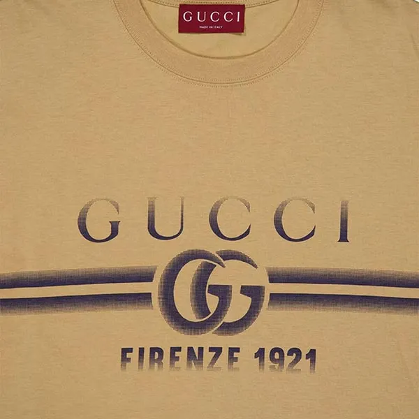 Áo Phông Nam Gucci Interlocking Logo Print Beige Cotton Short Sleeves 785345 XJGKJ 2420 Tshirt Màu Be Size XS