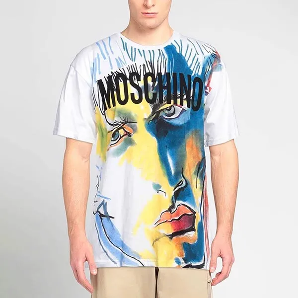 Áo Phông Nam Moschino White ZZJ07Z1 Tshirt Màu Trắng Size XS