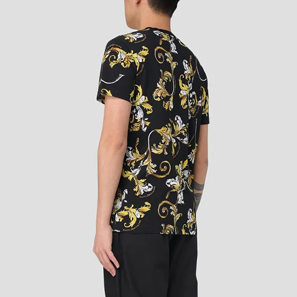 Áo Phông Nam Versace Jeans Couture Black With Baroque Printed 78GAH6S0 JS458 G89 Tshirt Màu Đen Size XS
