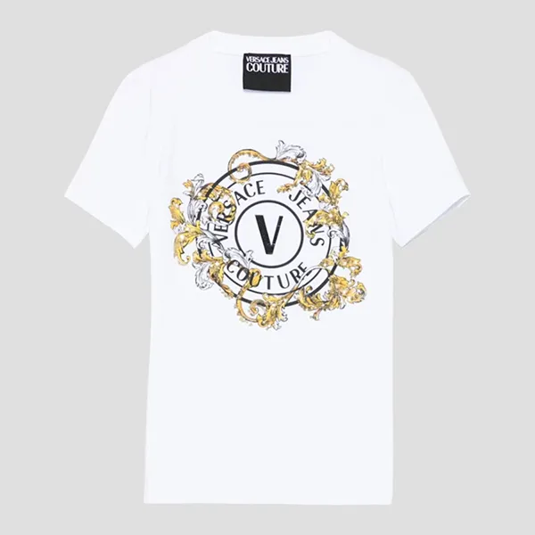 Áo Phông Nam Versace Jeans Couture White With Logo Printed 78GAHC01 78UP601 Tshirt Màu Trắng Size XS