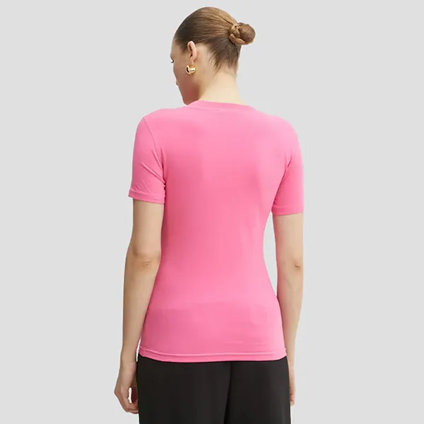 Áo Phông Nữ Versace Jeans Couture Pink With Logo Embroidered 78HAHC08 78DP608 Tshirt Màu Hồng Size S