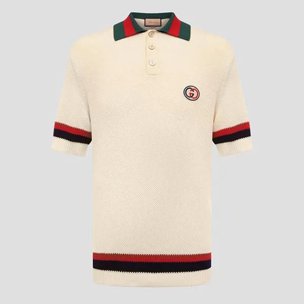 Áo Polo Nam Gucci Sweater Stripe Knitted With Web Ivory 739954 XKC90 9275 Màu Kem Size S