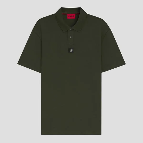 Áo Polo Nam Hugo Boss Stacked-logo Interlock Cotton In Dark Green 50517638 10261766 01 309 Màu Xanh Rêu Size S