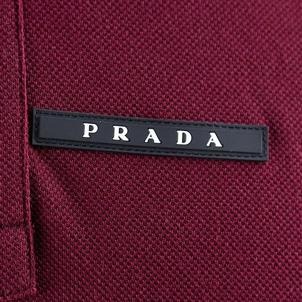 Áo Polo Nam Prada Logo Patch Neckline In Bordeaux SJN256 18NV F01JQ Màu Đỏ Bordeaux Size S