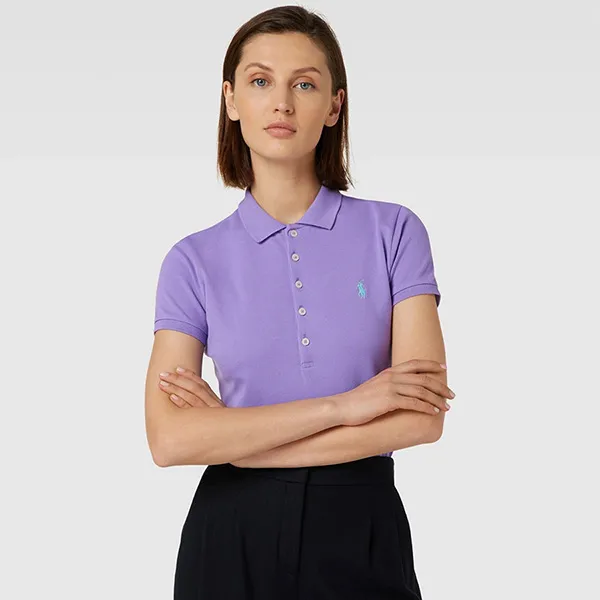 Áo Polo Nữ Ralph Lauren Slim Short Sleeve 211870245012 Màu Tím Size XS