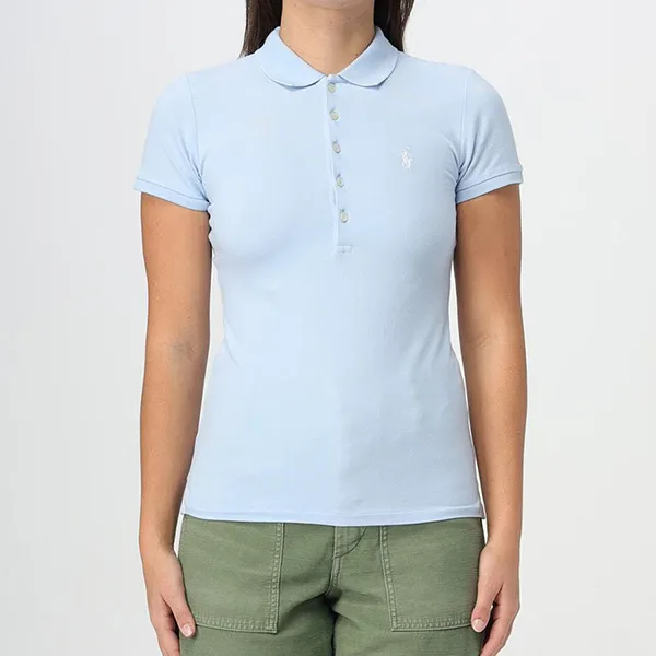 Áo Polo Nữ Ralph Lauren Slim Short Sleeve 211870245023 Màu Xanh Da Trời Size XS