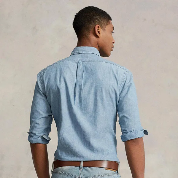 Áo Sơ Mi Dài Tay Nam Ralph Lauren Button-Down Collar Shirt 710792042 001 Màu Xanh Size XS