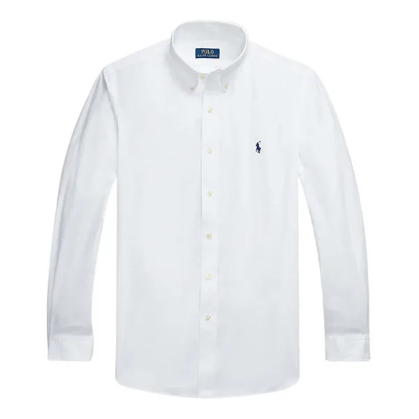 Áo Sơ Mi Dài Tay Nam Ralph Lauren Custom-Fit Stretch Cotton Poplin Shirt 710928255 002 Màu Trắng Size XS