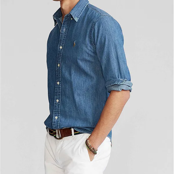 Áo Sơ Mi Dài Tay Nam Ralph Lauren Denim Shirt 710792043 001 Màu Xanh Denim Size S