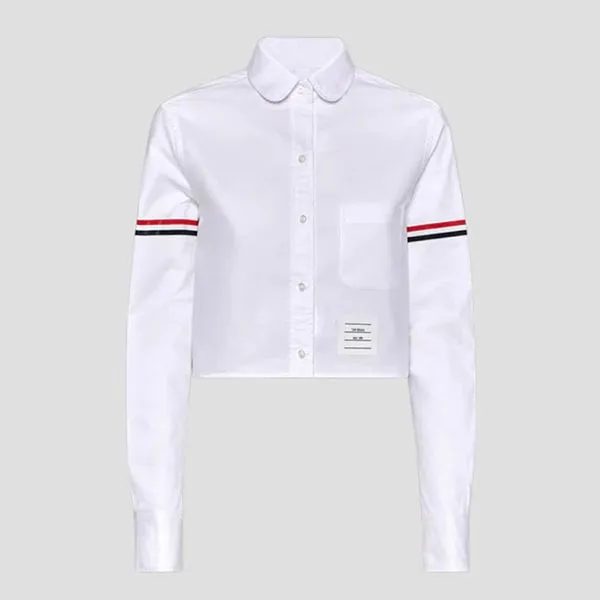 Áo Sơ Mi Nữ Thom Browne Classic Oxford Armband Cropped Round Collar FLL164O 02188 100 Màu Trắng Size 38