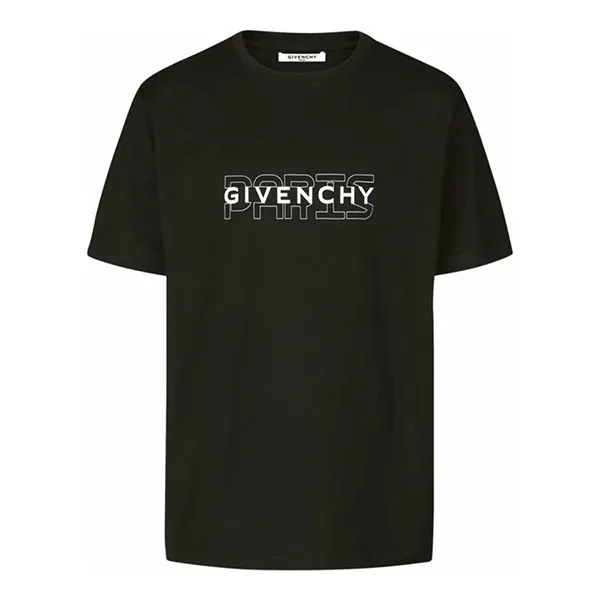 Áo Thun Nam Givenchy Black T-Shirt With White Lettering BM70SS3002 001 Màu Đen Size XS