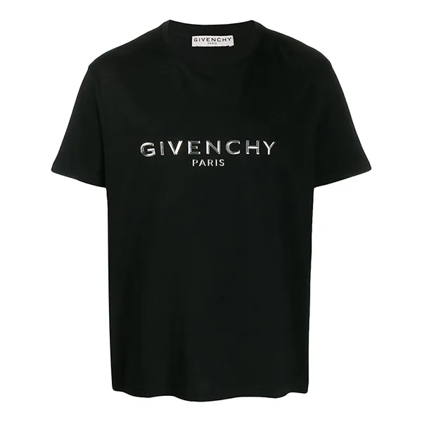 Áo Thun Nam Givenchy Black T-Shirt With White Lettering BM70WV3002 001 Màu Đen Size XS
