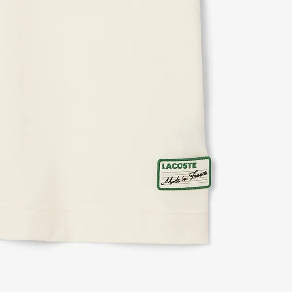 Áo Thun Nam Lacoste French Made Stripe Neck T-Shirt Classic TH5455 - XFJ Màu Trắng Kem Size 4