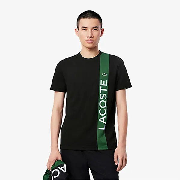 Áo Thun Nam Lacoste Ultra Dry Print Branding Tennis T-Shirt TH8938 GI8 Màu Xanh Đen Size 3