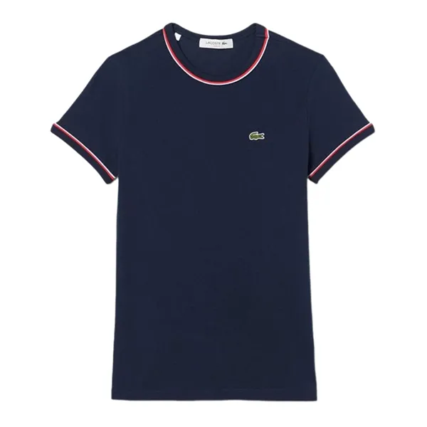 Áo Thun Nữ Lacoste Women's Jersey With Striking Color Blocking Pattern T-Shirt TF0347 GWI Màu Xanh Navy Size 34