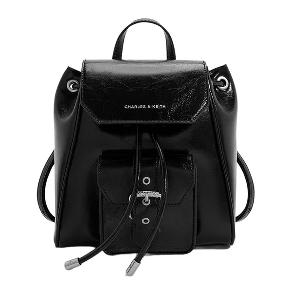 Balo Nữ Charles & Keith CNK Blaise Front Pocket Noir CK2-60151572 Màu Đen