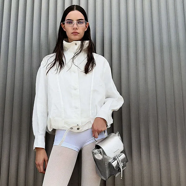 Balo Charles & Keith Blaise Metallic Front Pocket Silver CK2-60151572 Màu Bạc