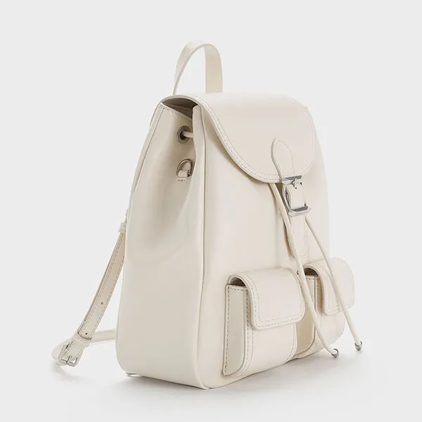 Balo Nữ Charles & Keith CNK Bryna Backpack Cream CK2-60160240 Màu Cream