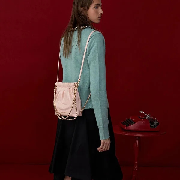 Balo Nữ Charles & Keith CNK Duo Chain-Handle Two-Way Backpack Soft Pink CK2-60782390 Màu Hồng