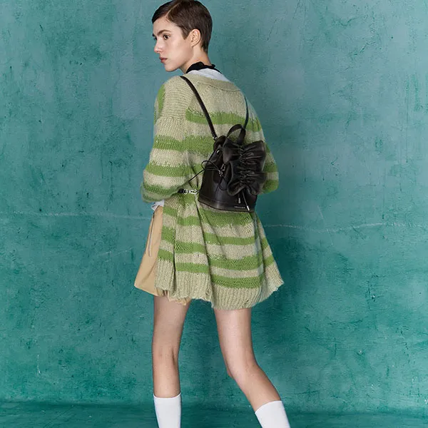 Balo Nữ Charles & Keith CNK Kadee Ruched Bow-Charm - Burnished Brown CK2-60151552 Màu Nâu