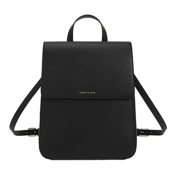 Balo Charles & Keith Octavia Front Flap Structured Backpack Noir CK2-60681127 Màu Đen