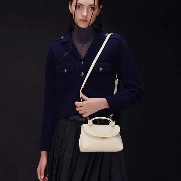 Balo Nữ Charles & Keith CNK Sammie Knotted-Handle Two-Way Cream CK2-60271630 Màu Cream