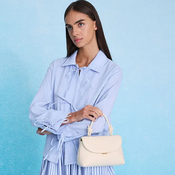 Balo Nữ Charles & Keith CNK Sammie Knotted-Handle Two-Way Cream CK2-60271630 Màu Cream