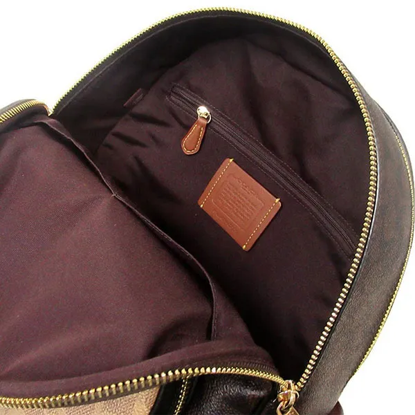 Balo Nữ Coach Court Backpack In Blocked Signature Canvas CZ771 IMXI8 Màu Nâu