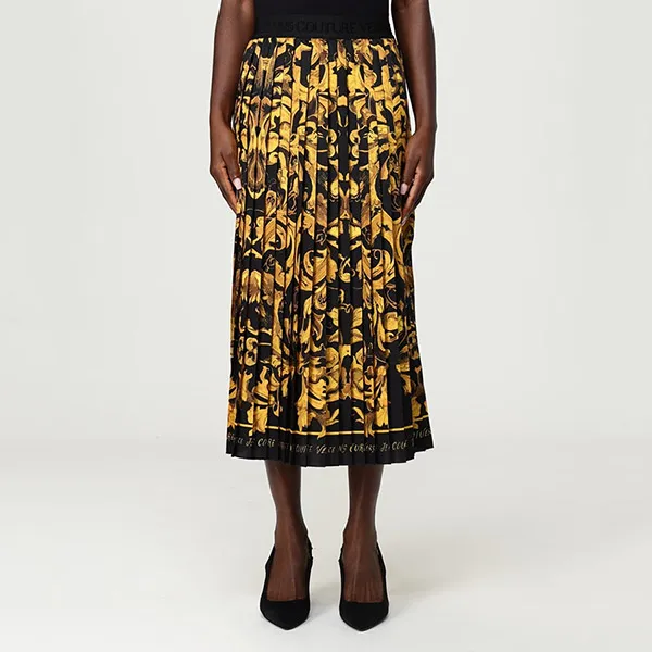 Chân Váy Nữ Versace Jean Couture Black With Baroque Logo Printed 79HAE8P5 NS573 G89 Màu Đen Size 38