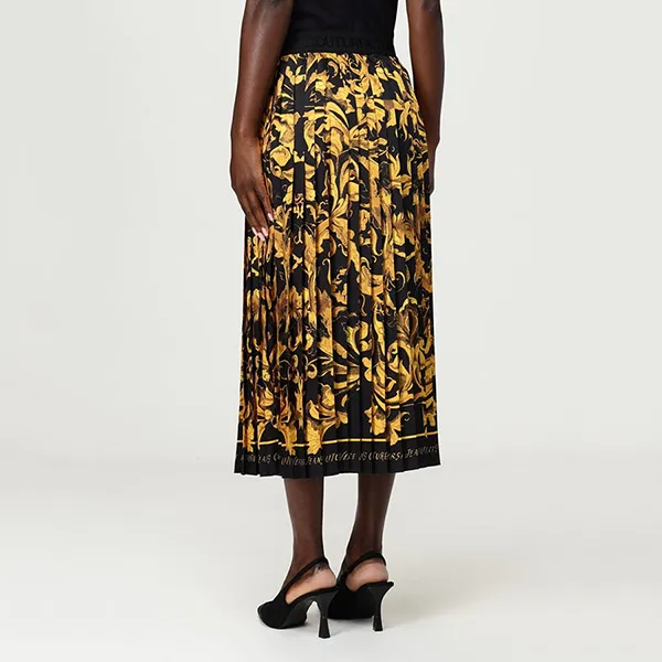 Chân Váy Nữ Versace Jean Couture Black With Baroque Logo Printed 79HAE8P5 NS573 G89 Màu Đen Size 38