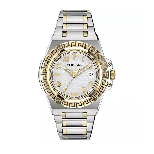 Đồng Hồ Nam Versace Greca Reaction 44mm VE3I00422 Màu Bạc Vàng