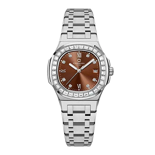 Đồng Hồ Nữ Carnival 8160L2-VT-N Màu Bạc Phối Nâu