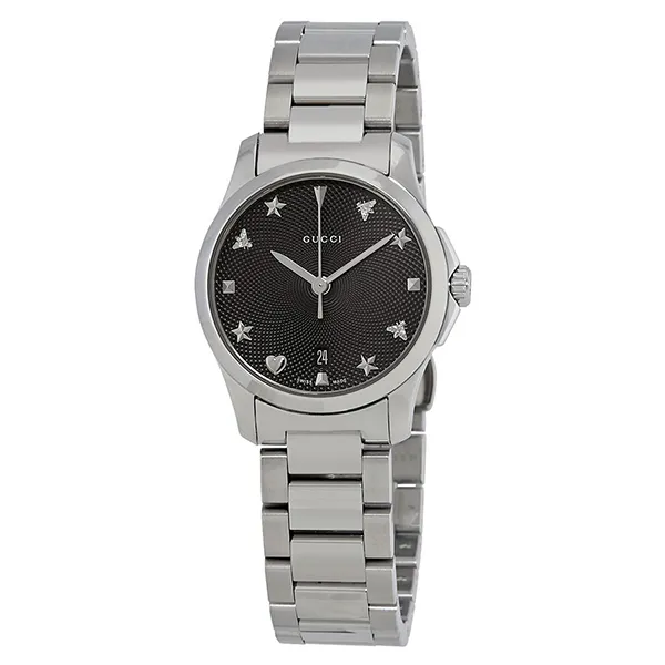 Đồng Hồ Nữ Gucci G-Timeless Black Dial Stainless Steel Ladies Watch Màu Bạc - Đen