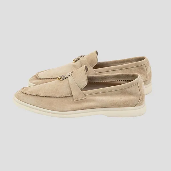 Giày Lười Nam Loro Piana Summer Charms Walk Leather Sand Stone N69029 Loafer Màu Be Size 41.5