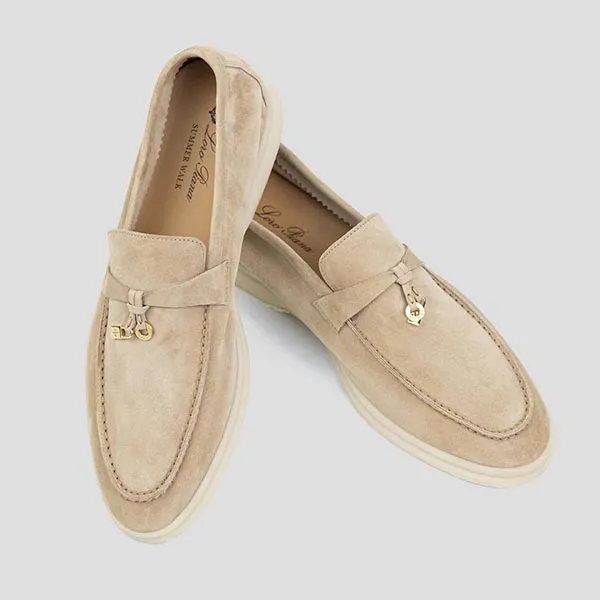 Giày Lười Nam Loro Piana Summer Charms Walk Leather Sand Stone N69029 Loafer Màu Be Size 41.5