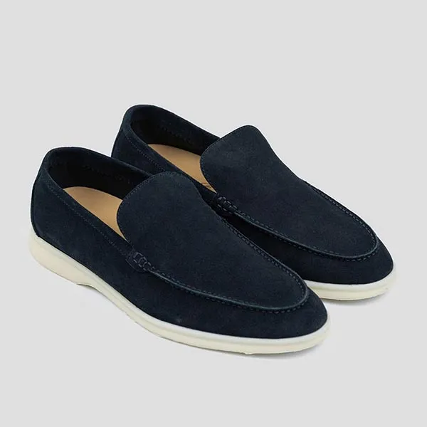 Giày Lười Nam Loro Piana Summer Walk Suede Classic Cobalt Ink P62382 Loafer Màu Xanh Đậm Size 41