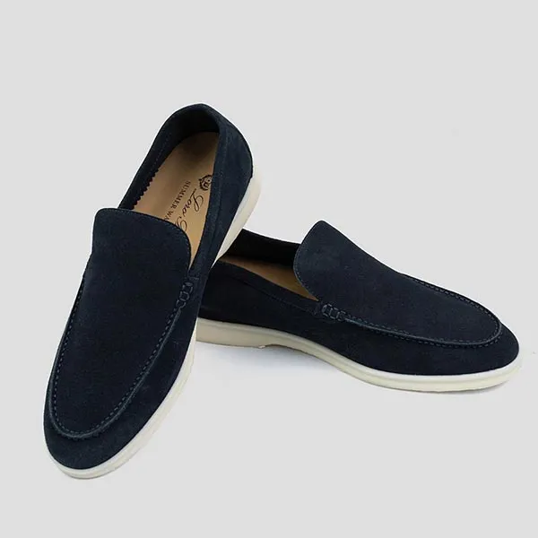 Giày Lười Nam Loro Piana Summer Walk Suede Classic Cobalt Ink P62382 Loafer Màu Xanh Đậm Size 41