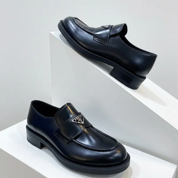 Giày Lười Nam Prada Brushed Leather Loafers 2DE127-055-F0002 Màu Đen Size 40