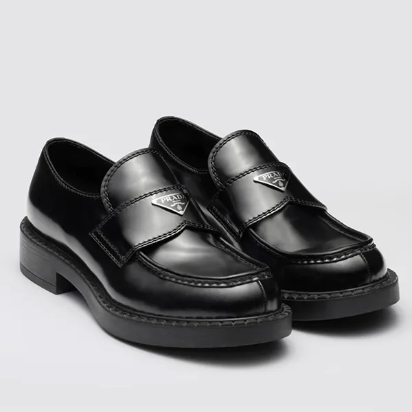 Giày Lười Nam Prada Brushed Leather Loafers 2DE127-055-F0002 Màu Đen Size 40