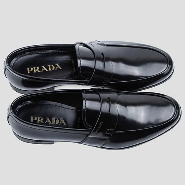 Giày Lười Nam Prada Logo Leather Simple 2DE010 X60 F0002 Màu Đen Size 6