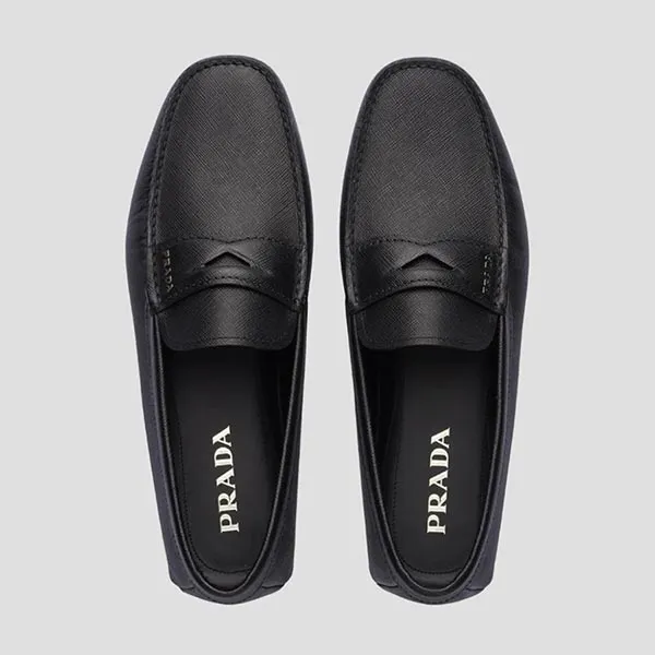 Giày Lười Nam Prada Mocca Black Leather 2DD158 Màu Đen Size 6