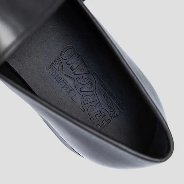 Giày Lười Nam Salvatore Ferragamo Telve Black With Silver Buckle 720999 Màu Đen Size 40