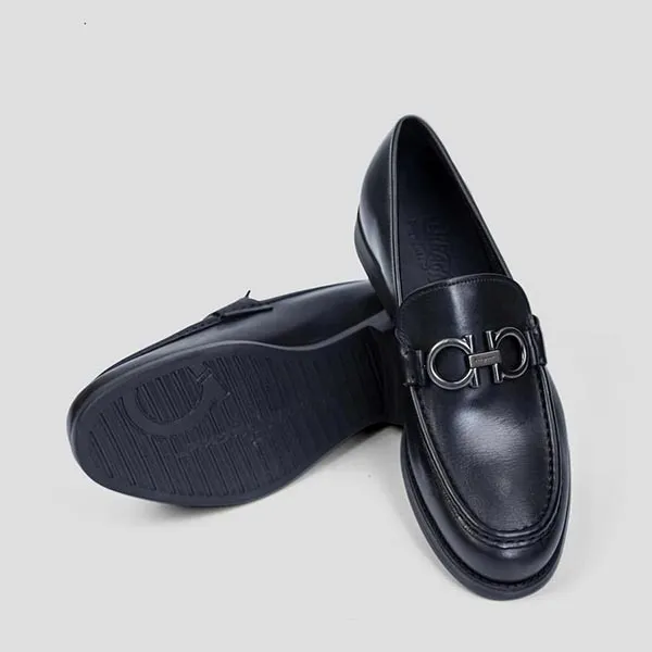 Giày Lười Nam Salvatore Ferragamo Telve Black With Silver Buckle 720999 Màu Đen Size 40