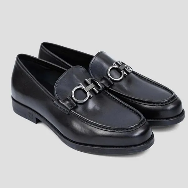 Giày Lười Nam Salvatore Ferragamo Telve Black With Silver Buckle 720999 Màu Đen Size 40