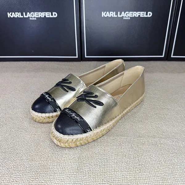 Giày Slip-On Nữ Karl Lagerfeld Paris Script Millicent Gold Màu Vàng Size 36.5